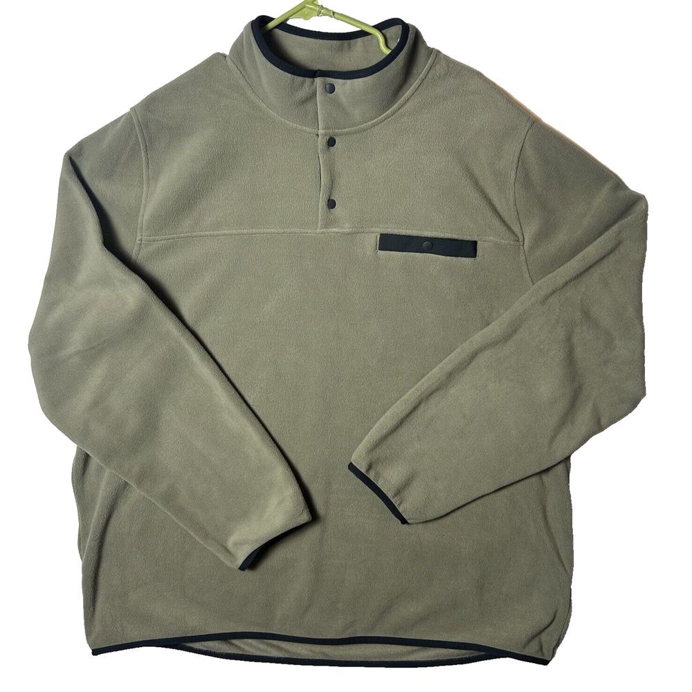 32 DEGREE HEAT Snap‎ Button Beige Pullover Fleece Jacket Men's Size 2XL, Soft